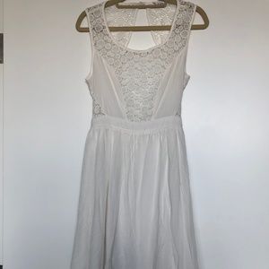 White Cotton Lace-ish Cutout Back Dress